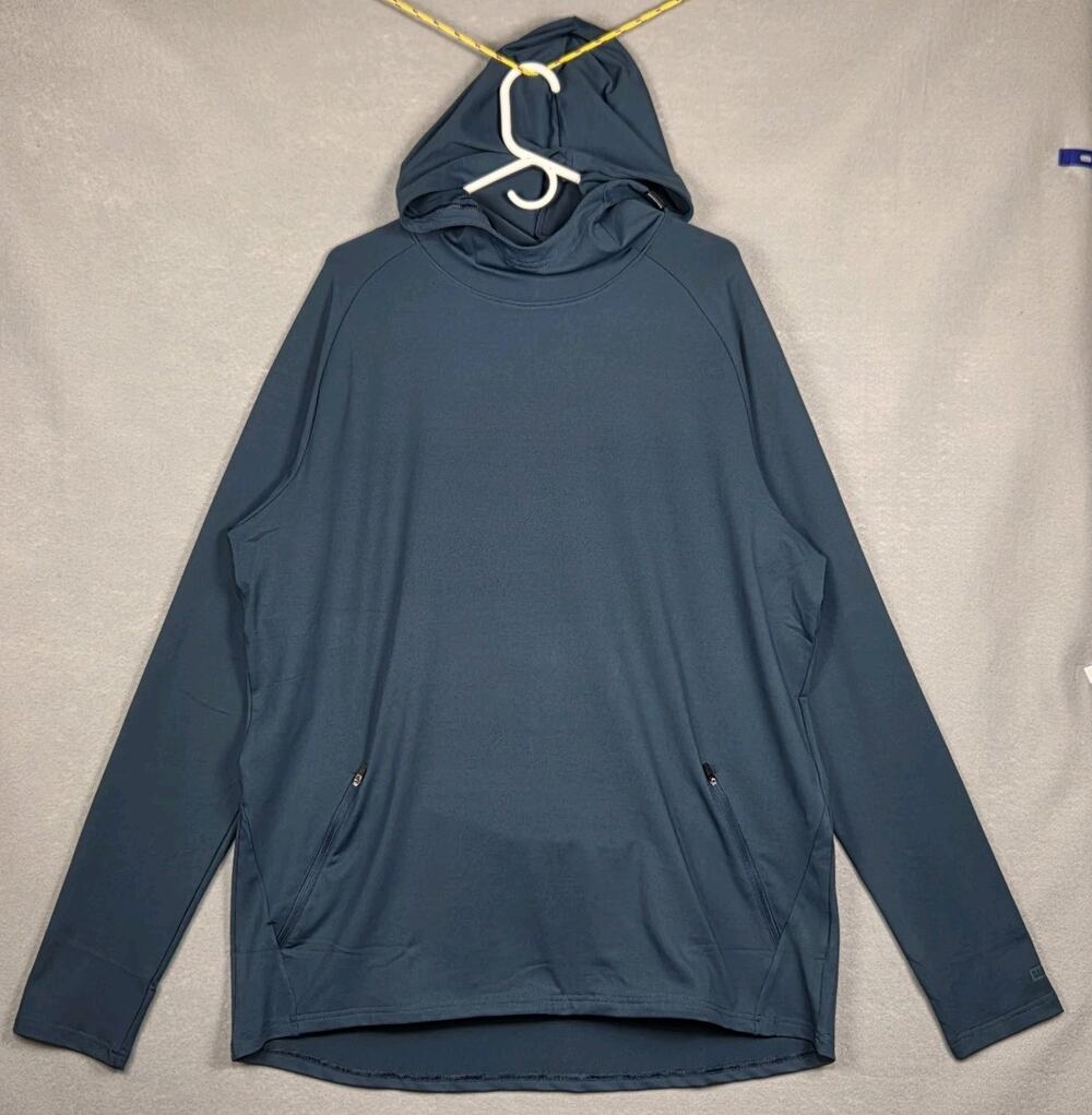 Barbell Apparel Stealth Hoodie Mens XXL Blue Pullover Performance Stretch NWT